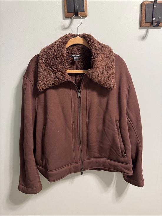 Athleta Jackets & Blazers - Athleta Chocolate Brown Zip-Up Jacket with Sherpa Collar